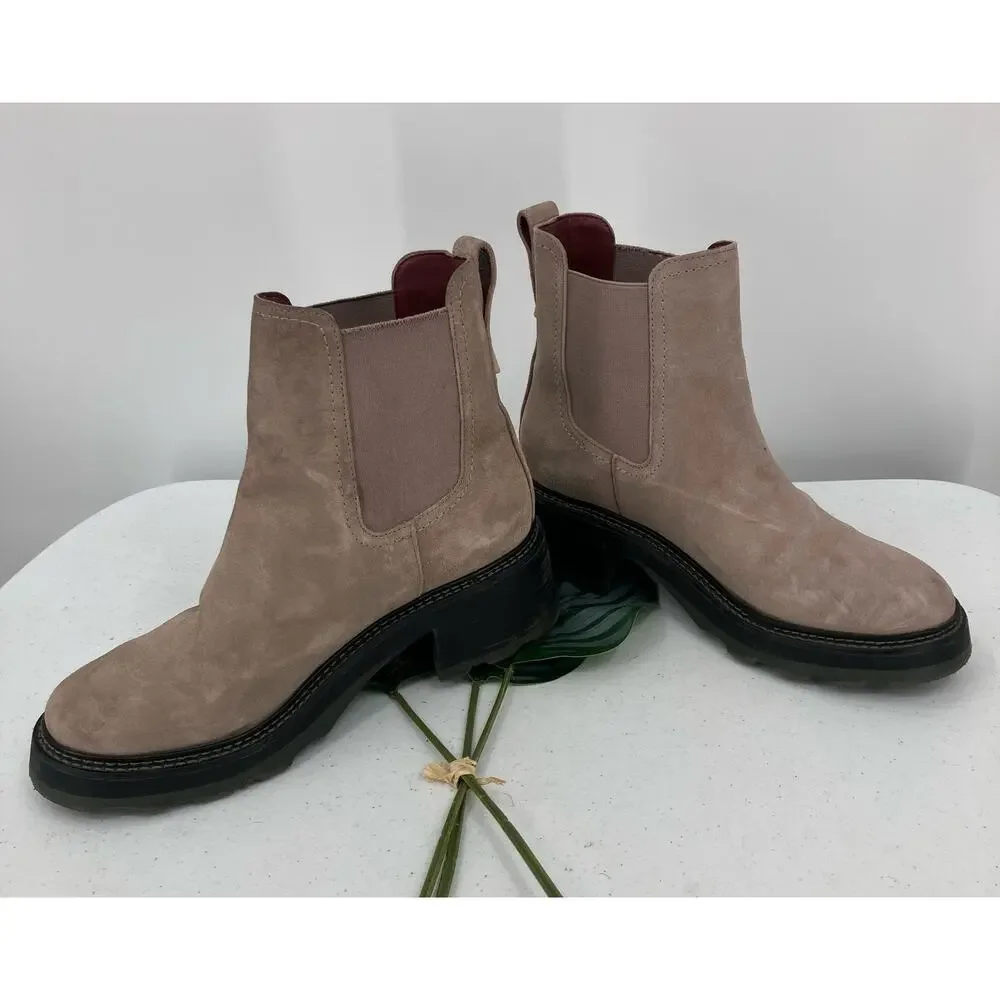 Gianni Bini GB The Change Re-New Tan Suede Leather Chelsea Ankle Heel Boot Shoes
